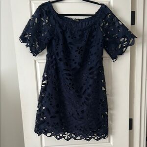 Elegant Navy Lace Dress